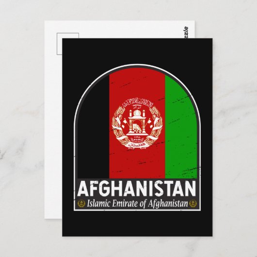 Afghanistan-Flaggenemblem erschüttert Vintag Postkarte (Vorne/Hinten)