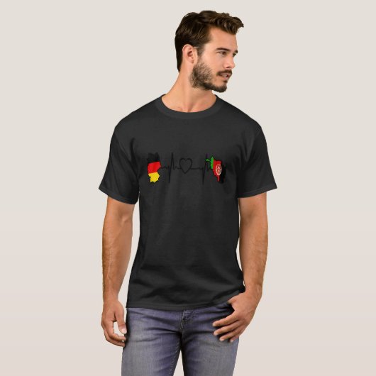 Afghanistan Germany Flag Afghan German Heartbeat 1 T-Shirt (Vorne ganz)
