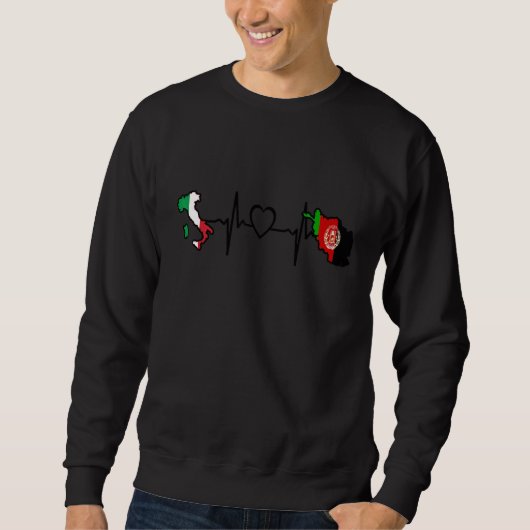 Afghanistan Italy Flag Afghan Italian Heartbeat Sweatshirt (Vorderseite)