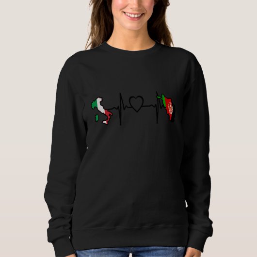 Afghanistan Italy Flag Afghan Italian Heartbeat Sweatshirt (Vorderseite)