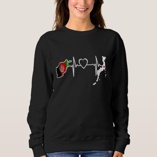Afghanistan Japan Flag Afghan Japanese Heartbeat Sweatshirt (Vorderseite)