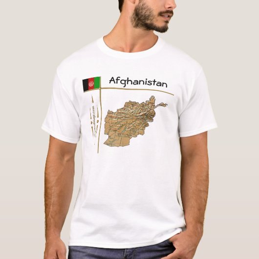 Afghanistan Karte + Flagge + T - Shirt (Vorderseite)