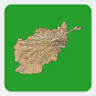 Afghanistan-Karten-Aufkleber Quadratischer Aufkleber