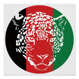 Afghanistan Leopard Nationale Tierflagge Afghanist Poster