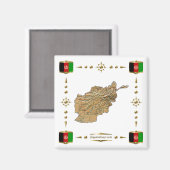 Afghanistan Map + Flaggen Magnet (Vorderseite/Rückseite)