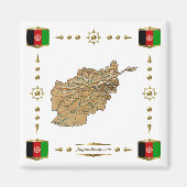 Afghanistan Map + Flaggen Magnet (Vorne)