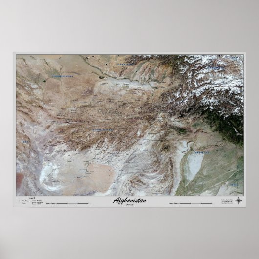 Afghanistan Satelliten Poster Map Print Foto (Vorne)