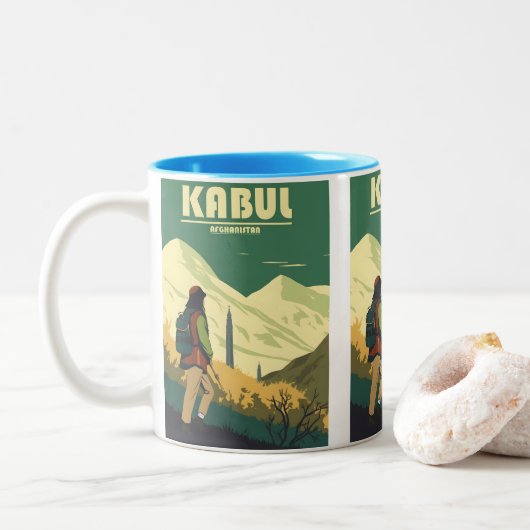 Afghanistan Travel Poster Coffee Tasse (Mit Donut)