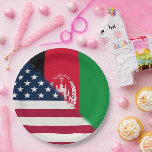 Afghanistan USA-Flagge | halber afghanischer Ameri Pappteller (Party)