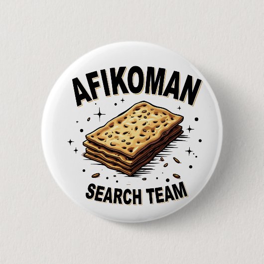 Afikoman-Suchteam Hanukkah Jüdische Lebensmittelli Button (Vorderseite)