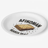 Afikoman-Suchteam Hanukkah Jüdische Lebensmittelli Pappteller (Schrägansicht)