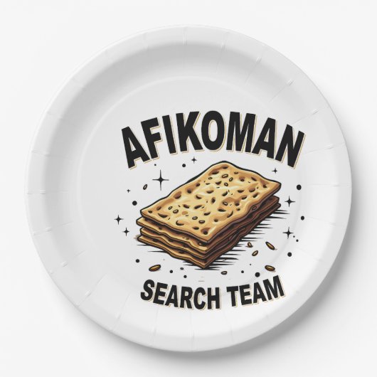 Afikoman-Suchteam Hanukkah Jüdische Lebensmittelli Pappteller (Vorderseite)