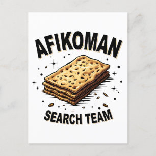 Afikoman-Suchteam Hanukkah Jüdische Lebensmittelli Postkarte