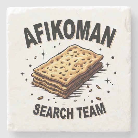 Afikoman-Suchteam Hanukkah Jüdische Lebensmittelli Steinuntersetzer (Vorderseite)