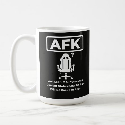 AFK Snacks Run Lustiges Gamer Zitat Design Kaffeetasse (Links)