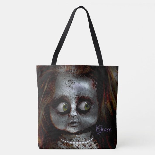 Afraid Doll Beängstigend Halloween Monogram Tasche (Vorderseite)