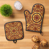Africa Abstrakt Art Pattern Ofenhandschuh & Topflappen-Set (Oben Unten)