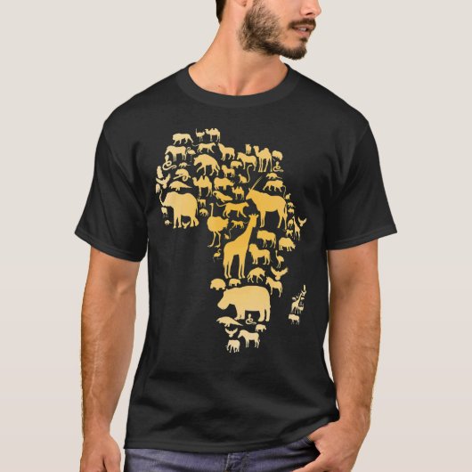 Africa Animal Map Silhouette African T-Shirt (Vorderseite)