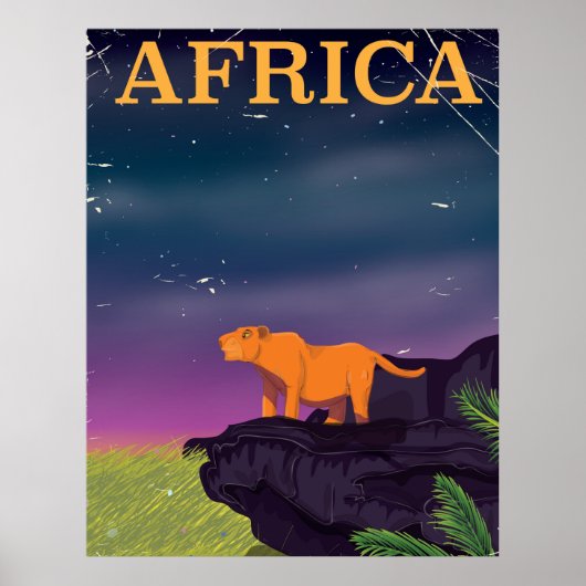 Africa Big Cat Retro Style Reiseposter Poster (Vorne)
