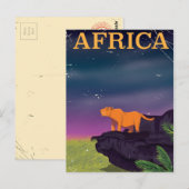 Africa Big Cat Retro Style Reiseposter Postkarte (Vorne/Hinten)