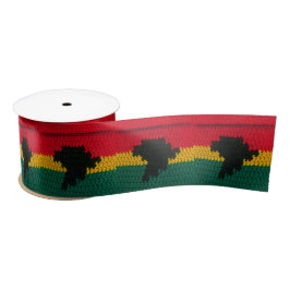 Africa Black Red Gold Green Artisan Crochet Print Satinband