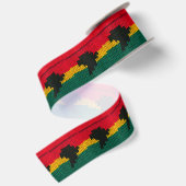 Africa Black Red Gold Green Artisan Crochet Print Satinband (Rückseite)