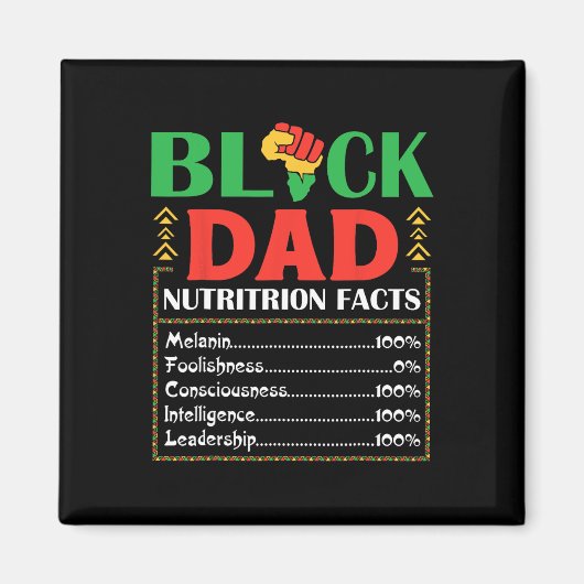 Africa Black Vater Nutrition Facts Melanin Conscie Magnet (Vorne)