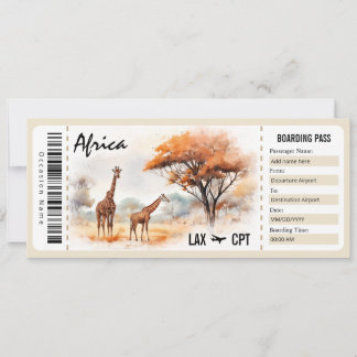 Africa Boarding Pass Geschenkgutschein Einladung
