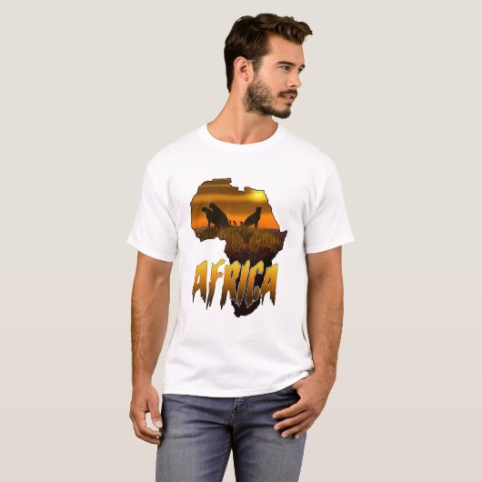 Africa Cheetahs Sunset Silhouette T-Shirt (Vorne ganz)