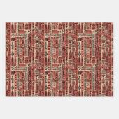 Africa Dogon Mali Ethnic Tribal Watercolor Muster Geschenkpapier Set (Vorderseite)