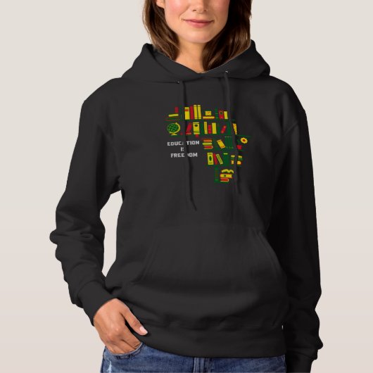 Africa Education Is Freedom Library Book Black Hi Hoodie (Vorderseite)