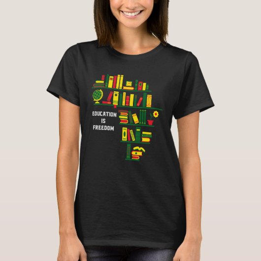 Africa Education Is Freedom Library Book Black Hi T-Shirt (Vorderseite)