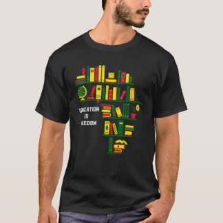 Africa Education Is Freedom Library Book Black Hi T-Shirt