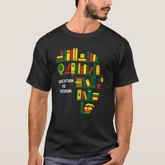 Africa Education Is Freedom Library Book Black Hi T-Shirt (Vorderseite)