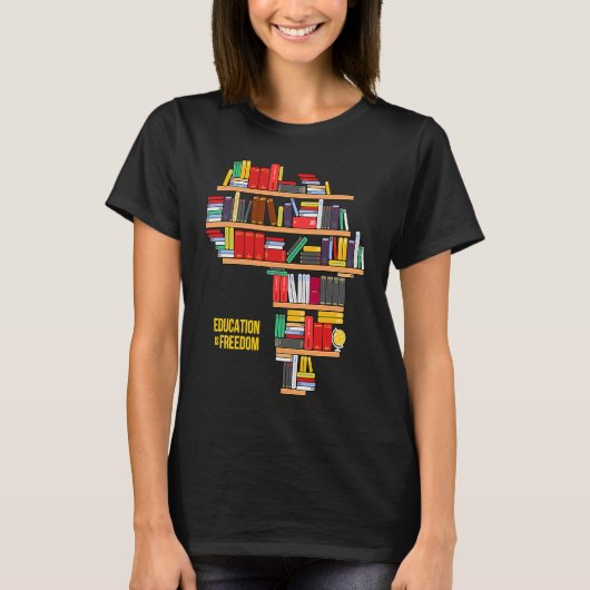 Africa Education Is Freedom Library Book T-Shirt (Vorderseite)