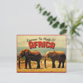 Africa Elephants Vintage Travel Postkarte (Stehend Vorderseite)