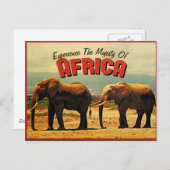 Africa Elephants Vintage Travel Postkarte (Vorne/Hinten)