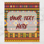 Africa Ethnic Art Pattern  Weinetikett (Einzelnes Label)