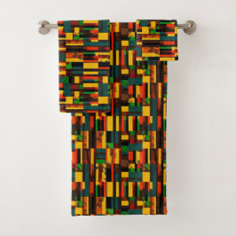 Africa Kente Ghana, Elfenbeinküste Stammesmuster 1 Badhandtuch Set