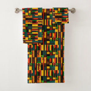 Africa Kente Ghana, Elfenbeinküste Stammesmuster 1 Badhandtuch Set