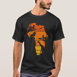 Africa Map African Safari Lion Giraffe Vintag Sun T-Shirt