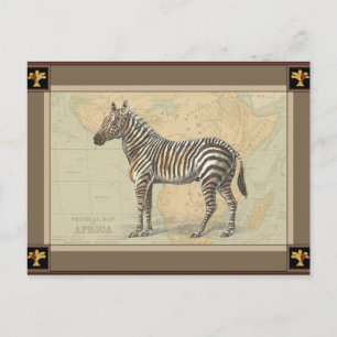 Africa Map and a Zebra Postkarte