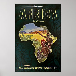 Africa Map Art African Print Pan Am Travel Poster