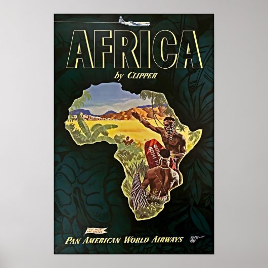 Africa Map Art African Print Pan Am Travel Poster (Vorne)