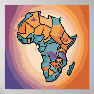 Africa Map Art Poster