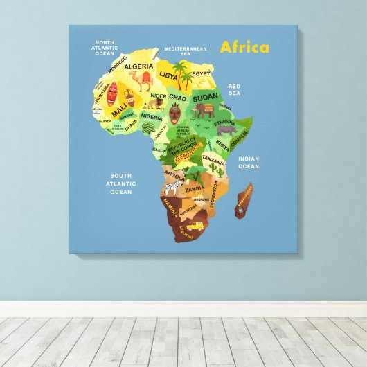 Africa Map Artwork Canvas Print Leinwanddruck (Insitu (Holzboden))