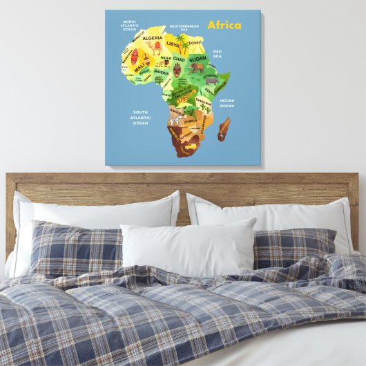 Africa Map Artwork Canvas Print Leinwanddruck (Insitu (Schlafzimmer))