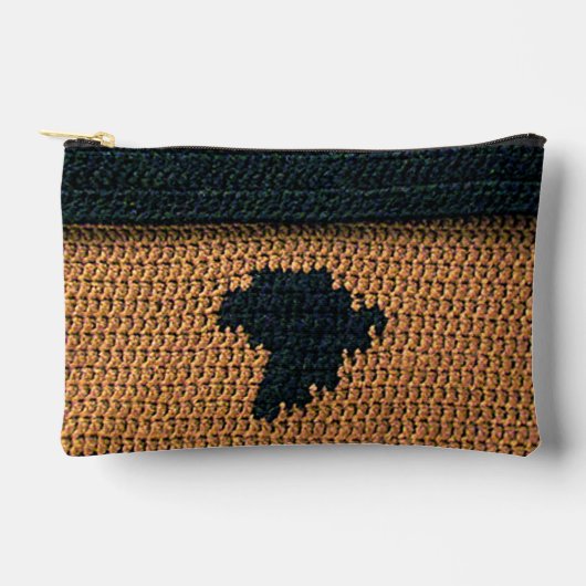Africa Map Black and Brown Artisan Crochet Print Zubehörtasche (Vorderseite)