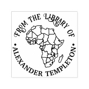 Africa Map/ Countries "From the Library of" name Permastempel