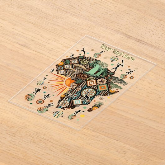 Africa Map Decorative Tribal Elements Pattern Acryleinladungen (Ablage )